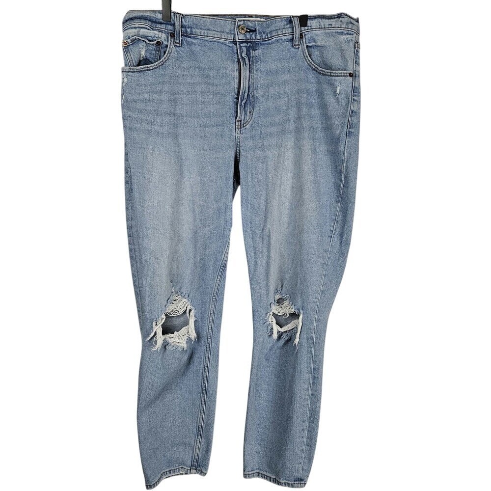 Abercrombie & Fitch The Mom‎ High Rise Jeans Womens 18L Light Wash Distressed